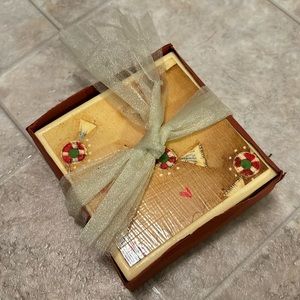 NIB Holiday Candy Ceramic Coaster Set of 4